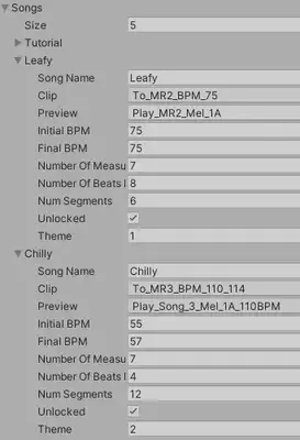 Using Unity's Scriptable Objects to store pre-defined, interchangeable song data